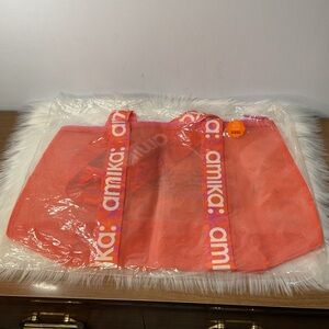 Amika Signature Large Mesh Tote Beach Bag NEW